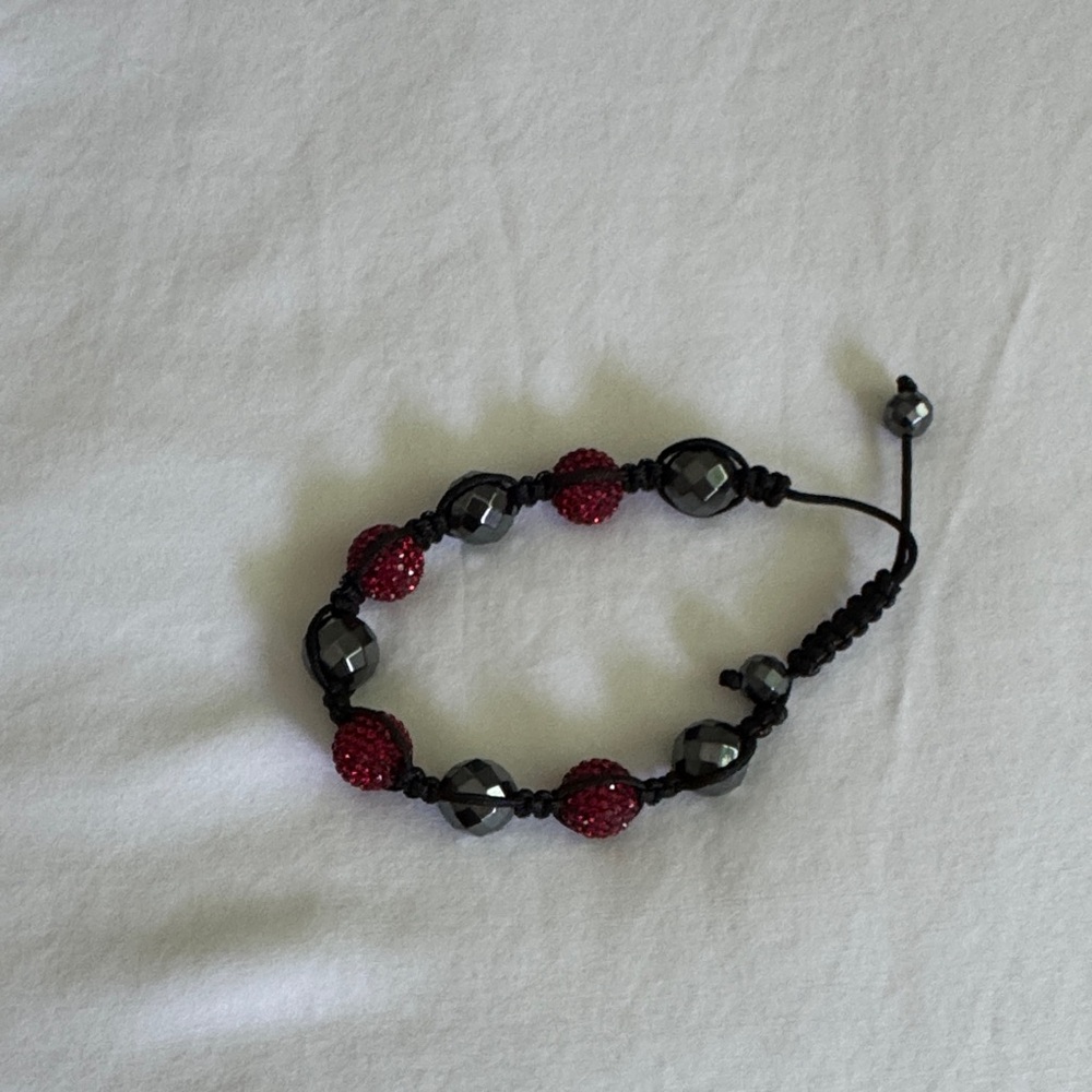 Black and Red Beaded Bracelet